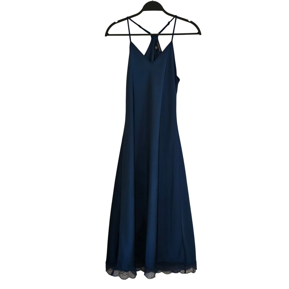 41 Hawthorne‎ Navy Blue Lace Trim Slip Dress Midi Spaghetti Strap S